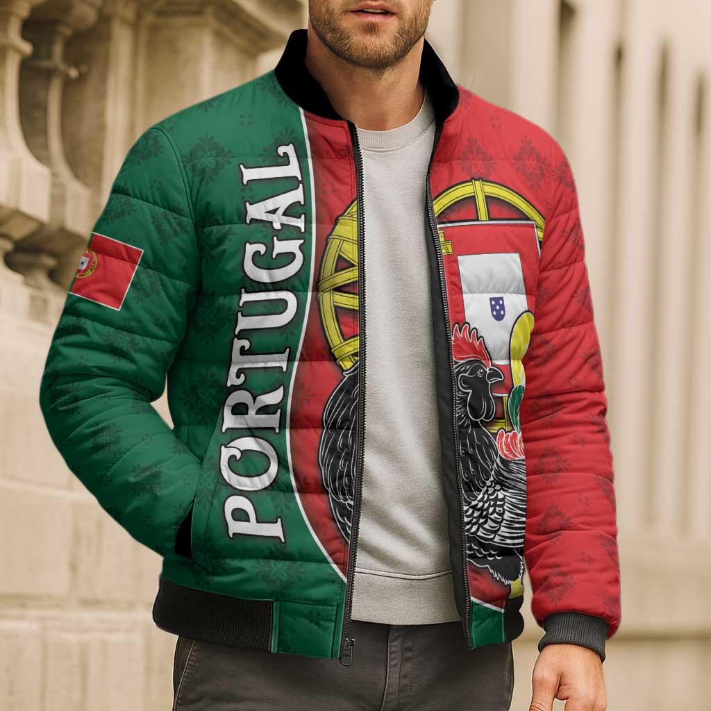 Personalized Portugal Bomber Puffer Jacket Rooster With Coat Of Arms - Wonder Print Shop