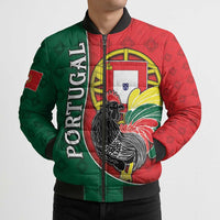 Personalized Portugal Bomber Puffer Jacket Rooster With Coat Of Arms - Wonder Print Shop