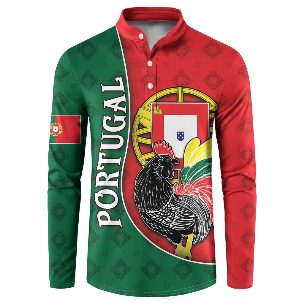 Personalized Portugal Button Sweatshirt Rooster With Coat Of Arms - Wonder Print Shop