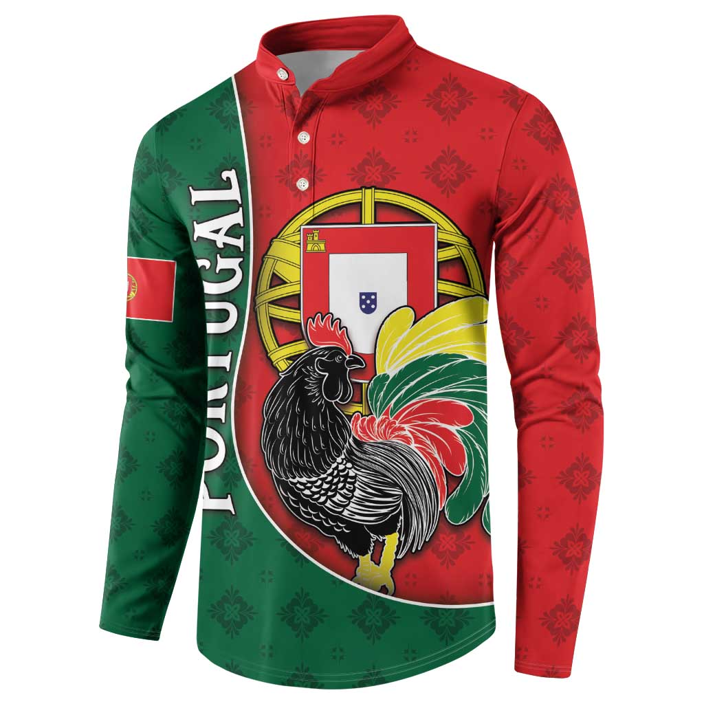 Personalized Portugal Button Sweatshirt Rooster With Coat Of Arms - Wonder Print Shop
