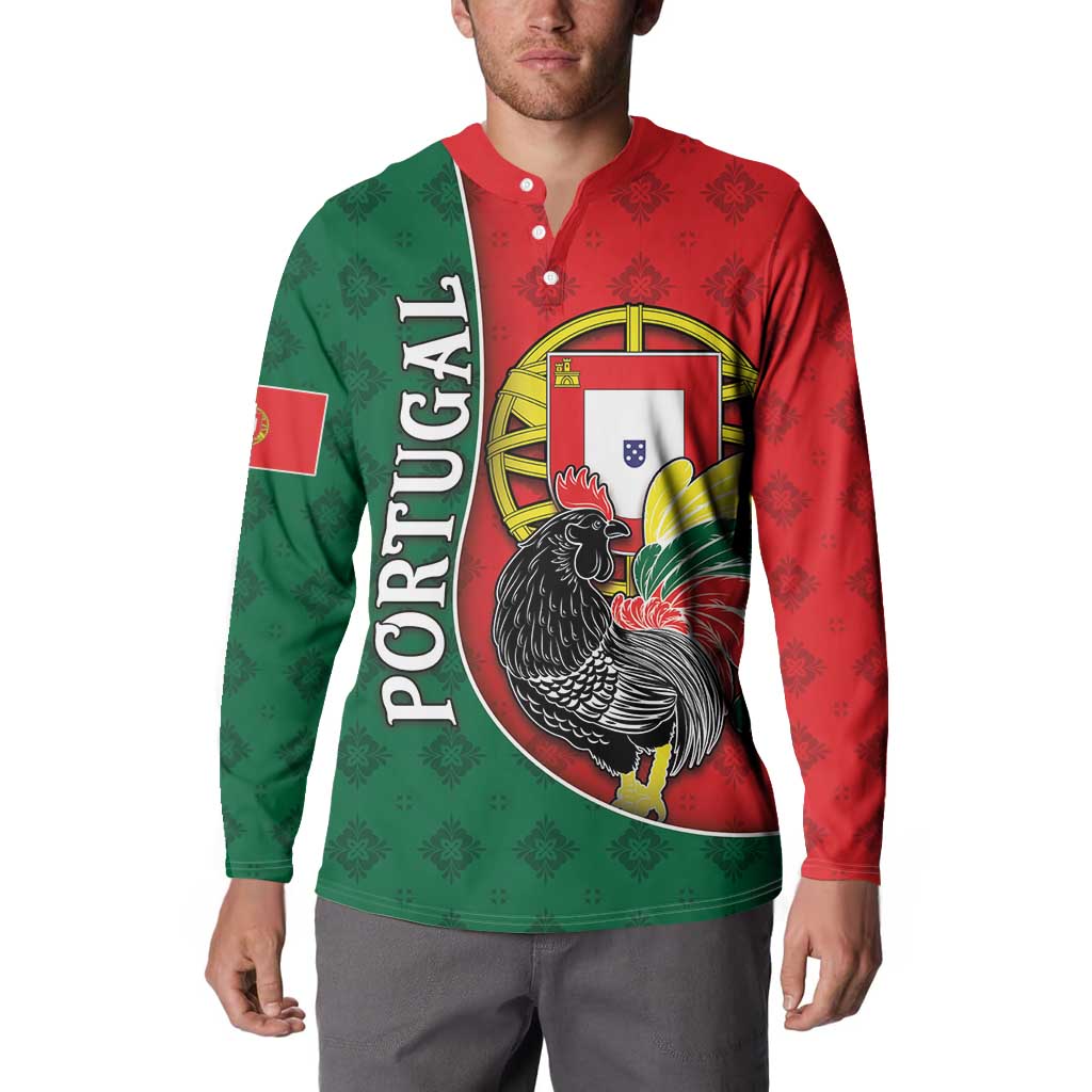 Personalized Portugal Button Sweatshirt Rooster With Coat Of Arms - Wonder Print Shop