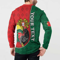 Personalized Portugal Button Sweatshirt Rooster With Coat Of Arms - Wonder Print Shop