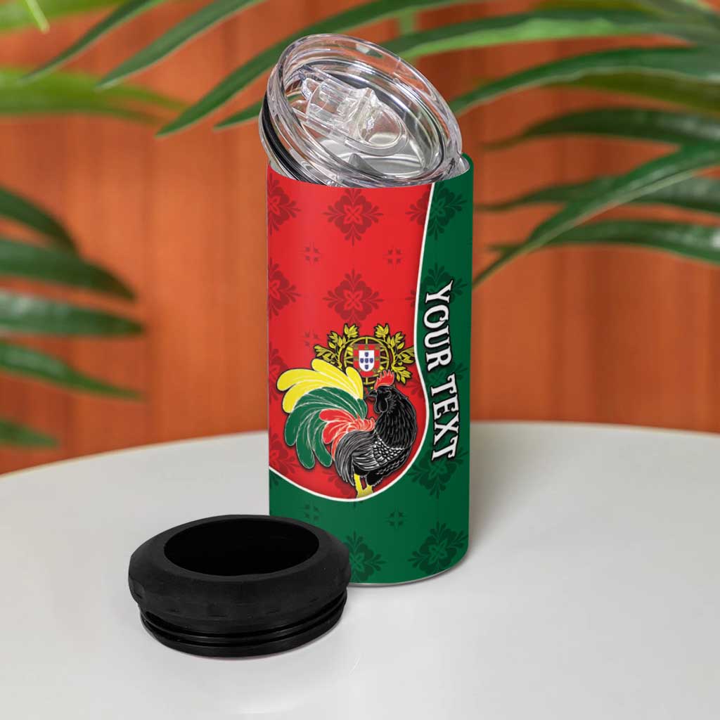 Personalized Portugal 4 in 1 Can Cooler Tumbler Rooster With Coat Of Arms - Wonder Print Shop