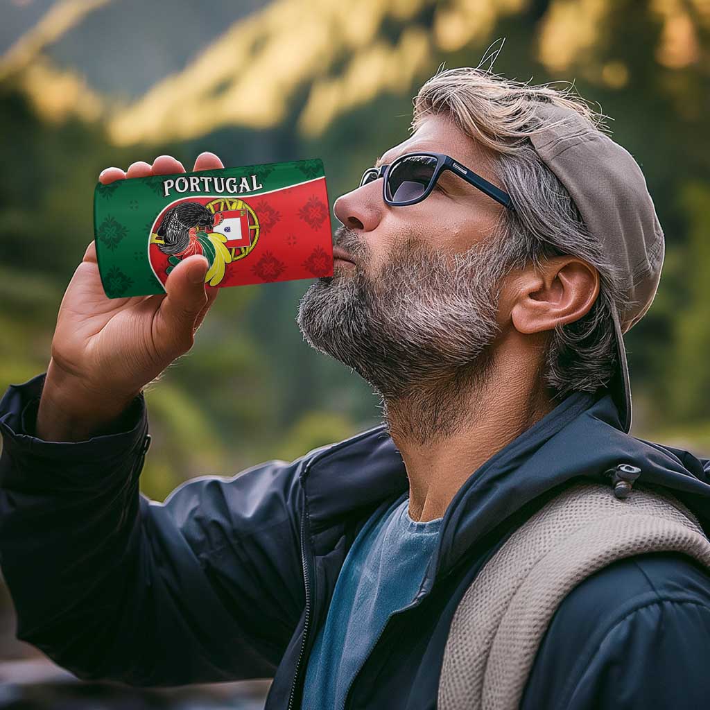 Personalized Portugal 4 in 1 Can Cooler Tumbler Rooster With Coat Of Arms - Wonder Print Shop