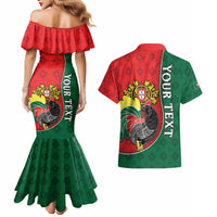 Personalized Portugal Couples Matching Mermaid Dress and Hawaiian Shirt Rooster With Coat Of Arms - Wonder Print Shop