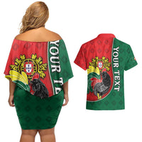 Personalized Portugal Couples Matching Off Shoulder Short Dress and Hawaiian Shirt Rooster With Coat Of Arms - Wonder Print Shop