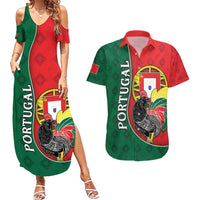 Personalized Portugal Couples Matching Summer Maxi Dress and Hawaiian Shirt Rooster With Coat Of Arms - Wonder Print Shop