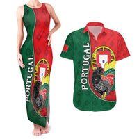Personalized Portugal Couples Matching Tank Maxi Dress and Hawaiian Shirt Rooster With Coat Of Arms - Wonder Print Shop