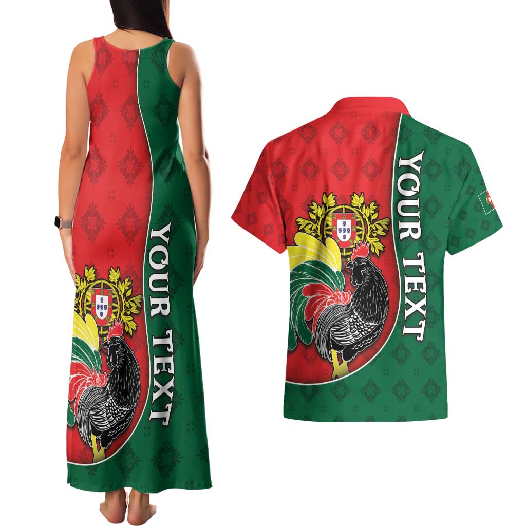 Personalized Portugal Couples Matching Tank Maxi Dress and Hawaiian Shirt Rooster With Coat Of Arms - Wonder Print Shop