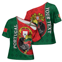 Personalized Portugal Cross Shoulder Shirt Rooster With Coat Of Arms - Wonder Print Shop