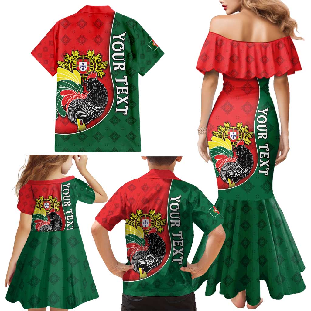 Personalized Portugal Family Matching Mermaid Dress and Hawaiian Shirt Rooster With Coat Of Arms - Wonder Print Shop