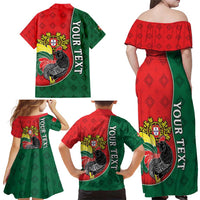 Personalized Portugal Family Matching Off Shoulder Maxi Dress and Hawaiian Shirt Rooster With Coat Of Arms - Wonder Print Shop