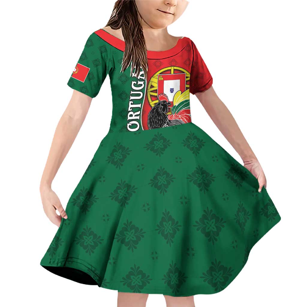 Personalized Portugal Family Matching Off Shoulder Short Dress and Hawaiian Shirt Rooster With Coat Of Arms - Wonder Print Shop