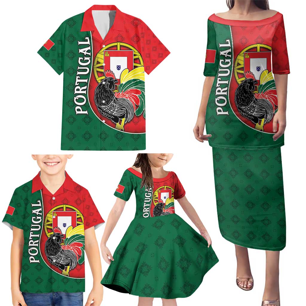Personalized Portugal Family Matching Puletasi and Hawaiian Shirt Rooster With Coat Of Arms - Wonder Print Shop