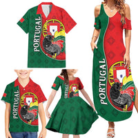 Personalized Portugal Family Matching Summer Maxi Dress and Hawaiian Shirt Rooster With Coat Of Arms - Wonder Print Shop