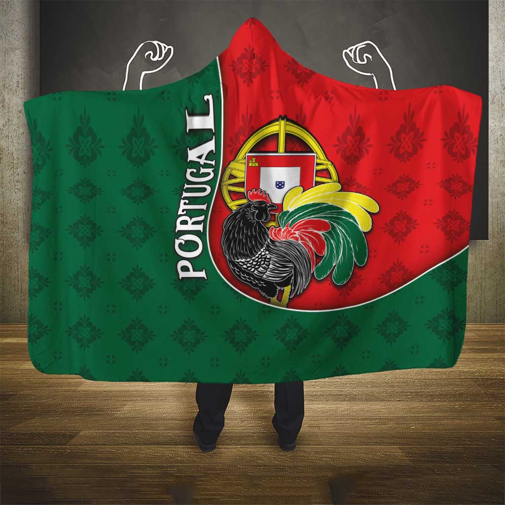 Portugal Hooded Blanket Rooster With Coat Of Arms - Wonder Print Shop