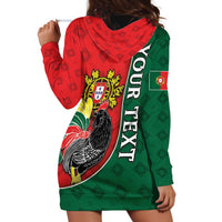 Personalized Portugal Hoodie Dress Rooster With Coat Of Arms - Wonder Print Shop
