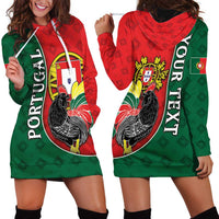 Personalized Portugal Hoodie Dress Rooster With Coat Of Arms - Wonder Print Shop