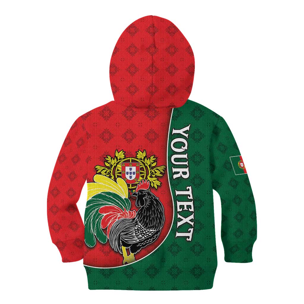 Personalized Portugal Kid Hoodie Rooster With Coat Of Arms - Wonder Print Shop