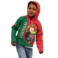 Personalized Portugal Kid Hoodie Rooster With Coat Of Arms - Wonder Print Shop