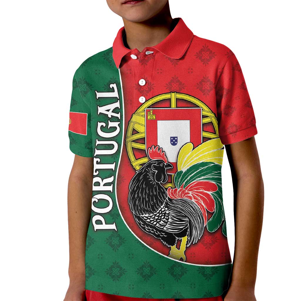 Personalized Portugal Kid Polo Shirt Rooster With Coat Of Arms - Wonder Print Shop