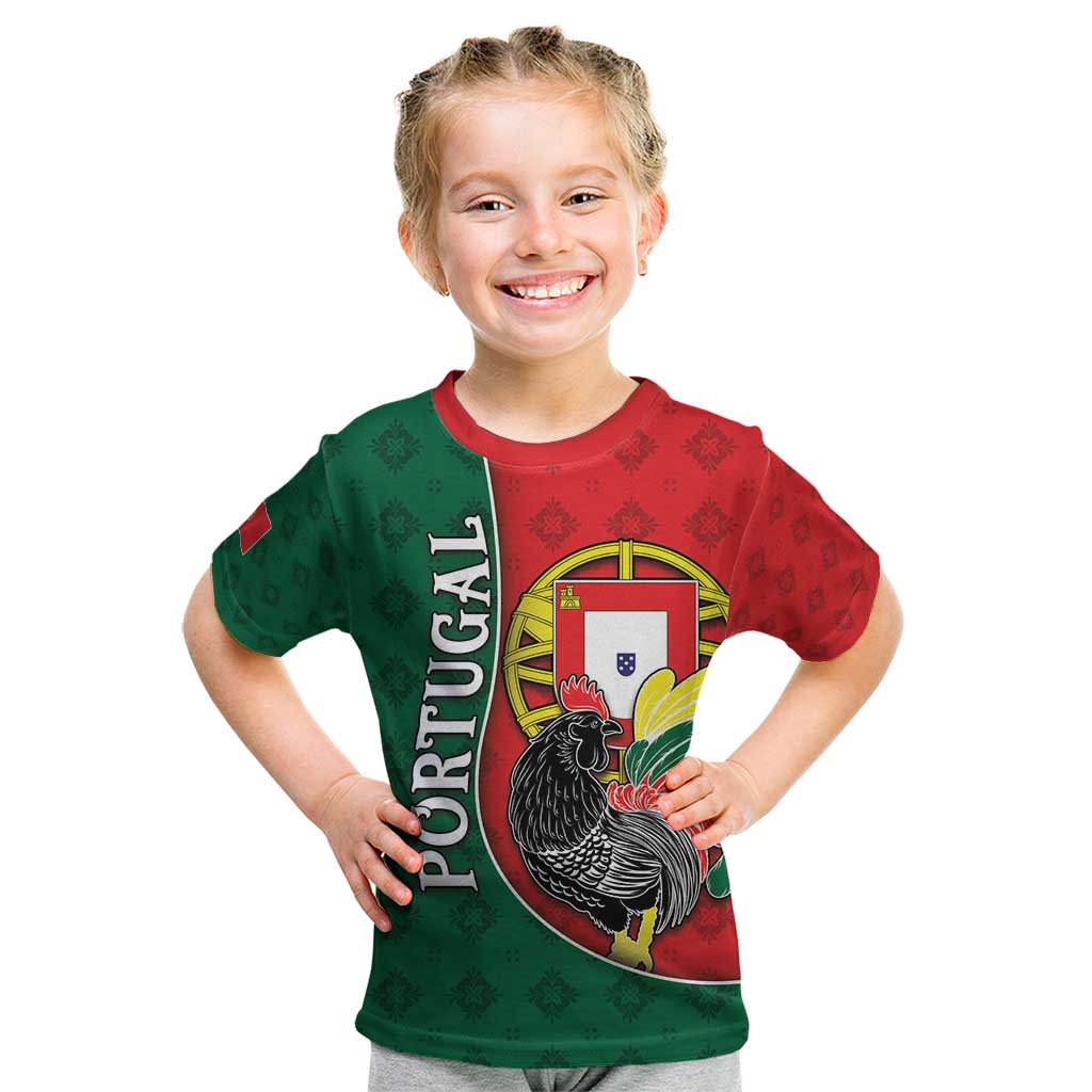 Personalized Portugal Kid T Shirt Rooster With Coat Of Arms - Wonder Print Shop