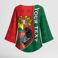 Personalized Portugal Kimono Sleeve Blouse Rooster With Coat Of Arms - Wonder Print Shop