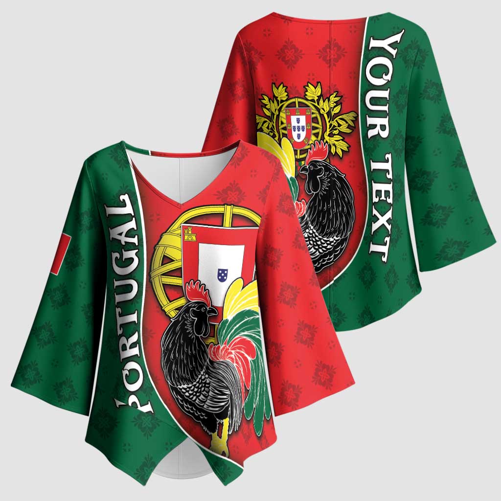 Personalized Portugal Kimono Sleeve Blouse Rooster With Coat Of Arms - Wonder Print Shop