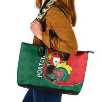 Portugal Leather Tote Bag Rooster With Coat Of Arms - Wonder Print Shop