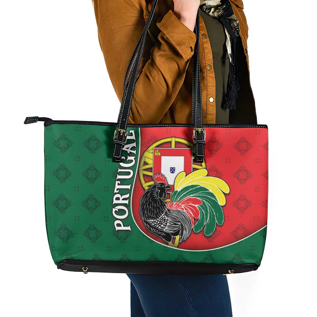 Portugal Leather Tote Bag Rooster With Coat Of Arms - Wonder Print Shop