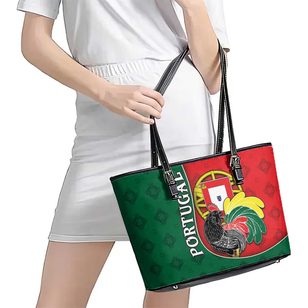 Portugal Leather Tote Bag Rooster With Coat Of Arms - Wonder Print Shop