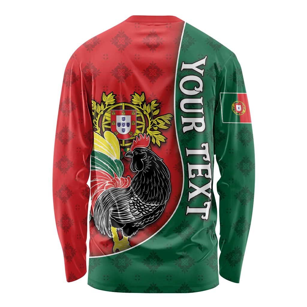 Personalized Portugal Long Sleeve Shirt Rooster With Coat Of Arms - Wonder Print Shop