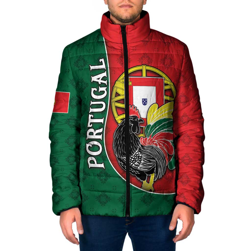 Personalized Portugal Padded Jacket Rooster With Coat Of Arms - Wonder Print Shop