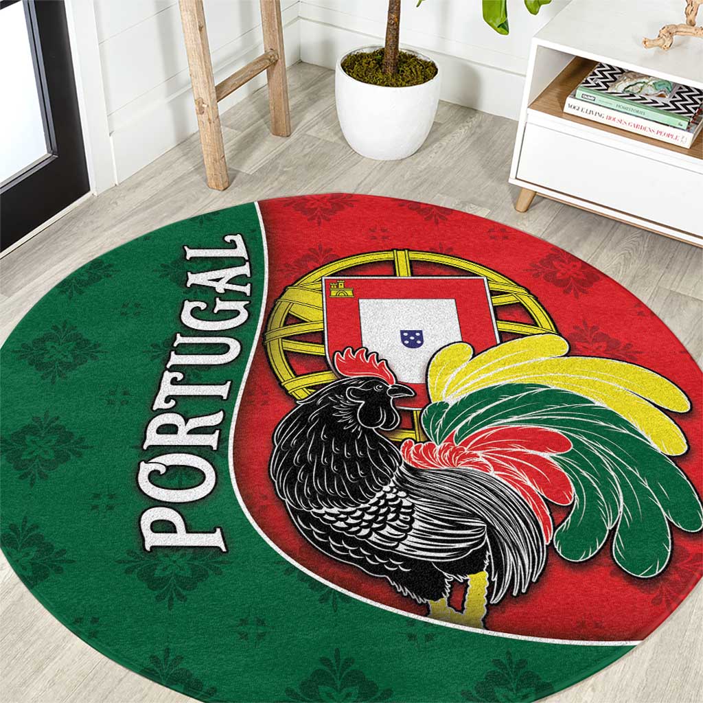 Portugal Round Carpet Rooster With Coat Of Arms - Wonder Print Shop