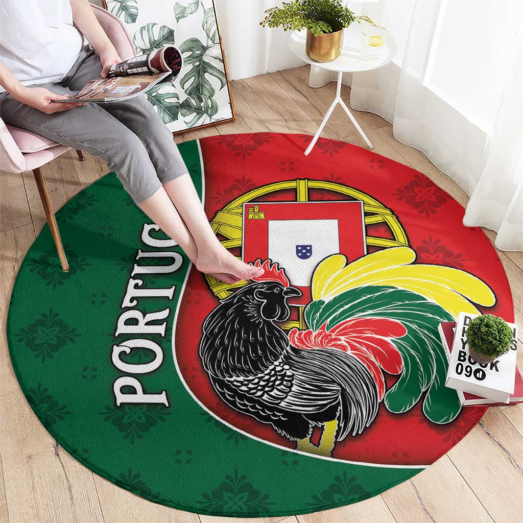 Portugal Round Carpet Rooster With Coat Of Arms - Wonder Print Shop