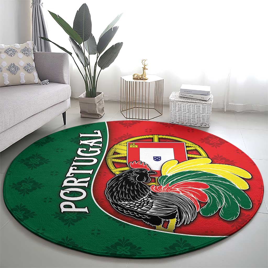 Portugal Round Carpet Rooster With Coat Of Arms - Wonder Print Shop