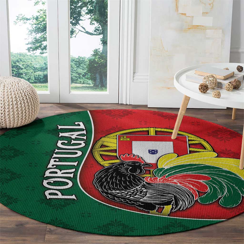 Portugal Round Carpet Rooster With Coat Of Arms - Wonder Print Shop