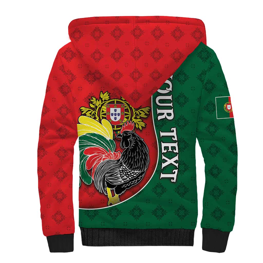 Personalized Portugal Sherpa Hoodie Rooster With Coat Of Arms - Wonder Print Shop