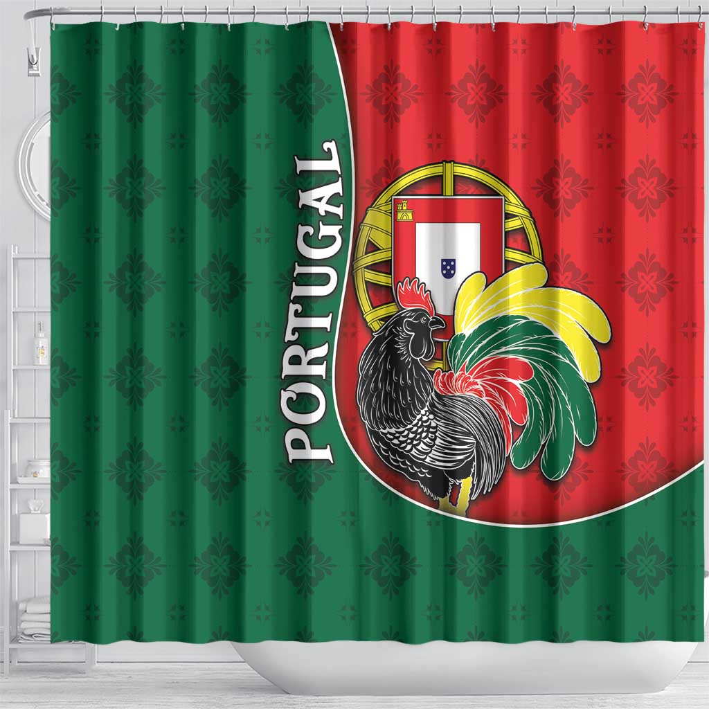 Portugal Shower Curtain Rooster With Coat Of Arms - Wonder Print Shop