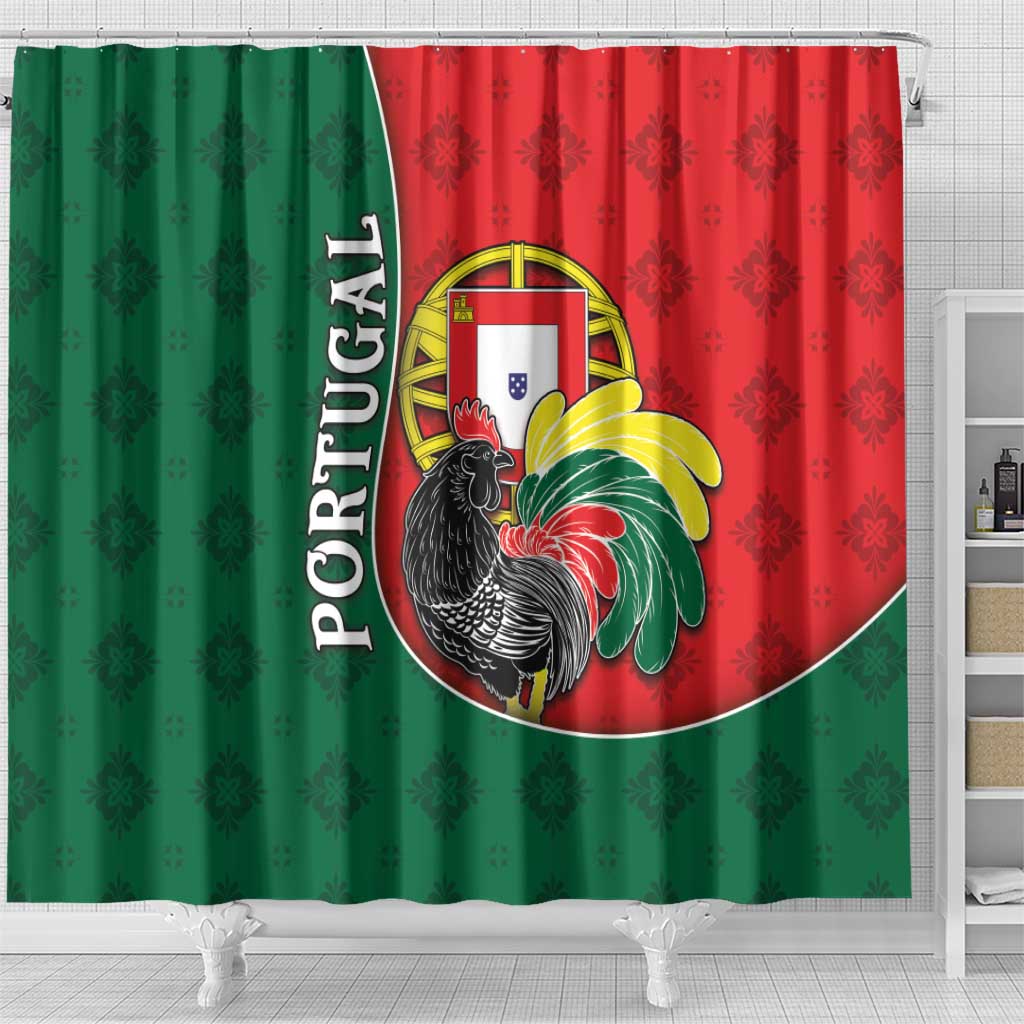 Portugal Shower Curtain Rooster With Coat Of Arms - Wonder Print Shop