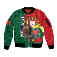 Personalized Portugal Sleeve Zip Bomber Jacket Rooster With Coat Of Arms - Wonder Print Shop