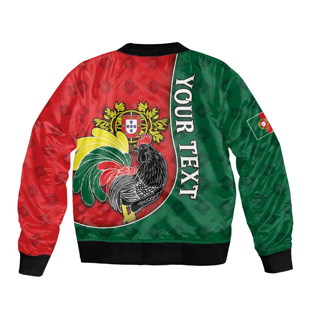 Personalized Portugal Sleeve Zip Bomber Jacket Rooster With Coat Of Arms - Wonder Print Shop