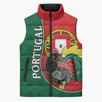 Personalized Portugal Sleeveless Puffer Jacket Rooster With Coat Of Arms - Wonder Print Shop