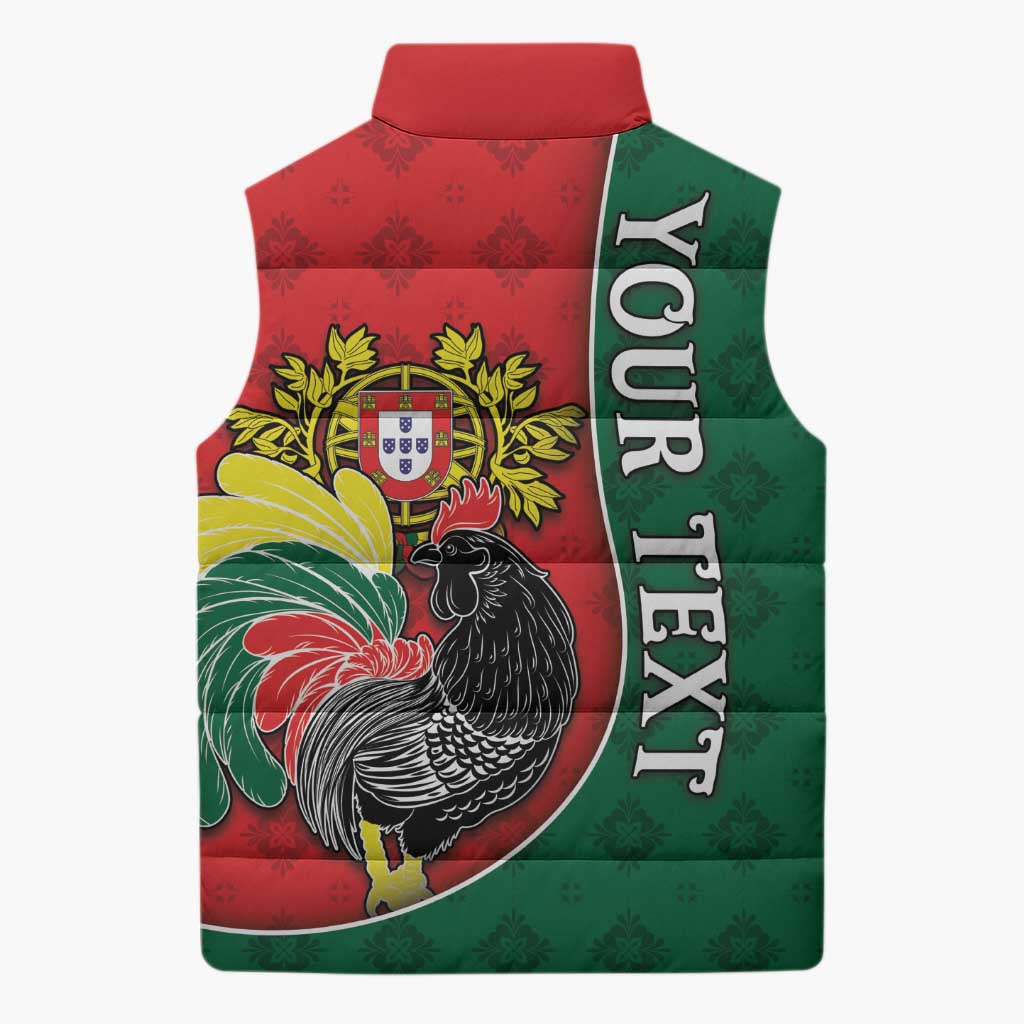 Personalized Portugal Sleeveless Puffer Jacket Rooster With Coat Of Arms - Wonder Print Shop
