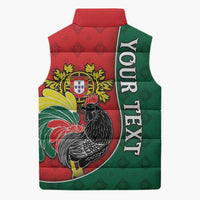 Personalized Portugal Sleeveless Puffer Jacket Rooster With Coat Of Arms - Wonder Print Shop