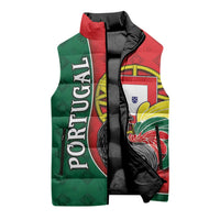 Personalized Portugal Sleeveless Puffer Jacket Rooster With Coat Of Arms - Wonder Print Shop