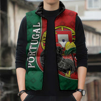 Personalized Portugal Sleeveless Puffer Jacket Rooster With Coat Of Arms - Wonder Print Shop