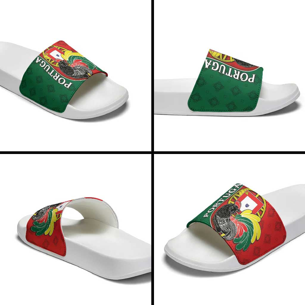 Portugal Slide Sandals Rooster With Coat Of Arms - Wonder Print Shop