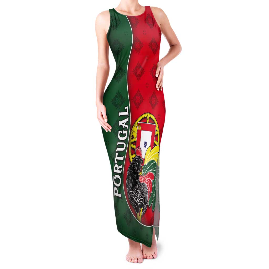 Personalized Portugal Tank Maxi Dress Rooster With Coat Of Arms - Wonder Print Shop