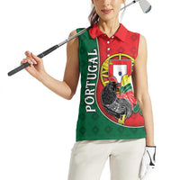 Personalized Portugal Women Sleeveless Polo Shirt Rooster With Coat Of Arms - Wonder Print Shop